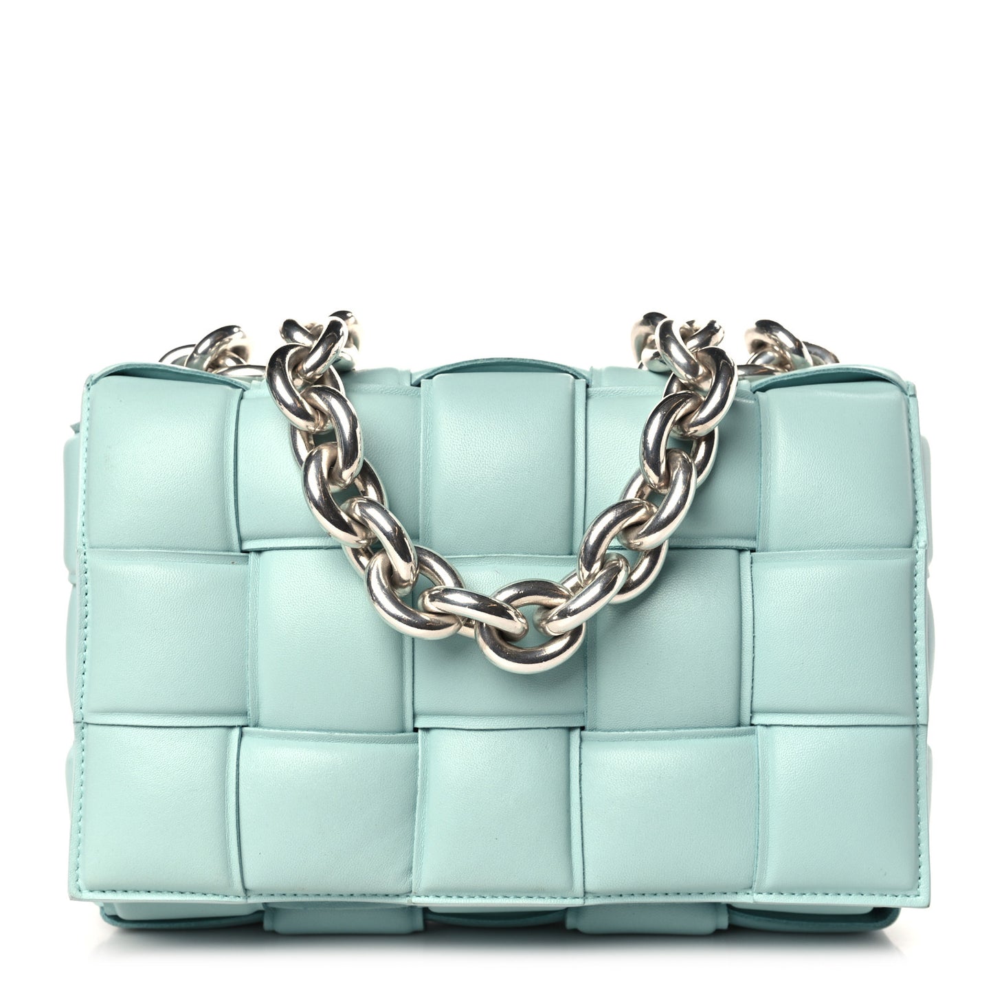 Lambskin Maxi Intreccio Padded Chain Cassette Crossbody Bag Spearmint