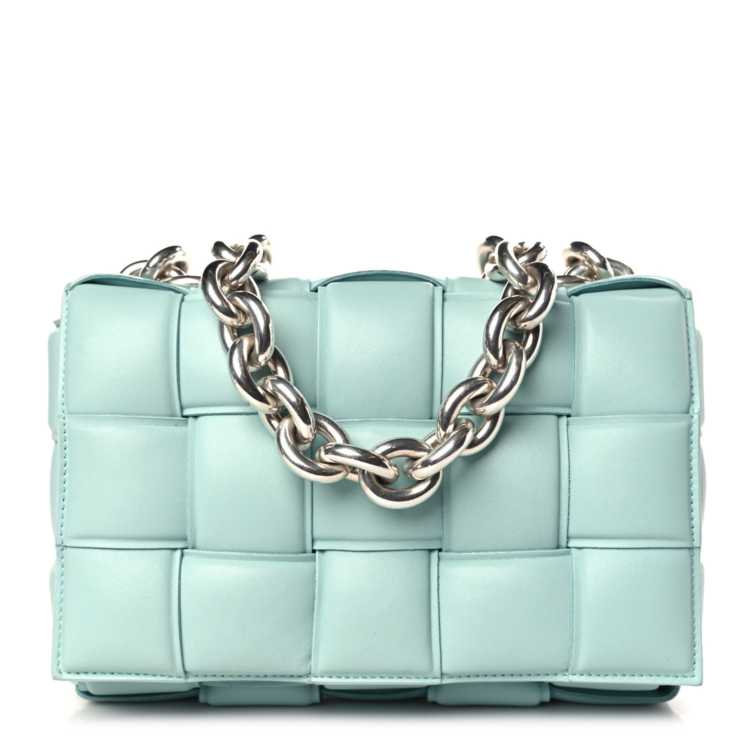 Bottega Veneta Lambskin Maxi Intreccio Padded Chain Cassette Crossbody Bag Spearmint 1 of 9