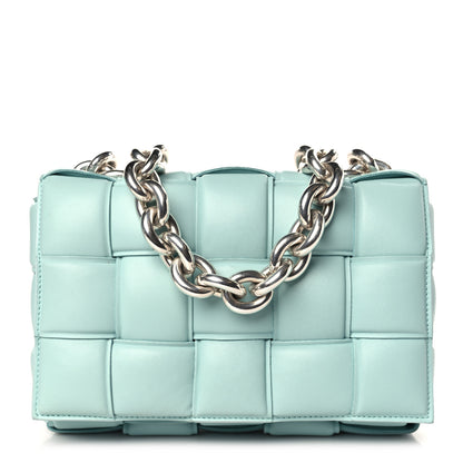 Bottega Veneta Lambskin Maxi Intreccio Padded Chain Cassette Crossbody Bag Spearmint 1 of 9