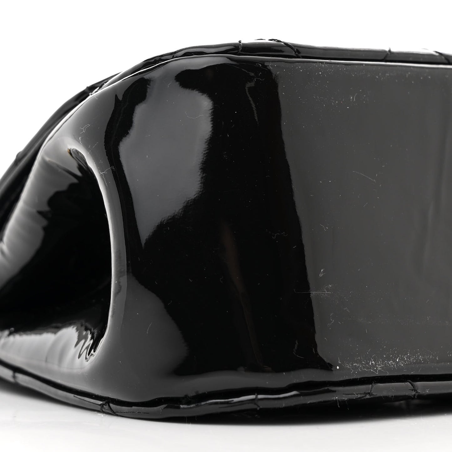 Patent Quilted Frame Clutch Flap With Chain Black