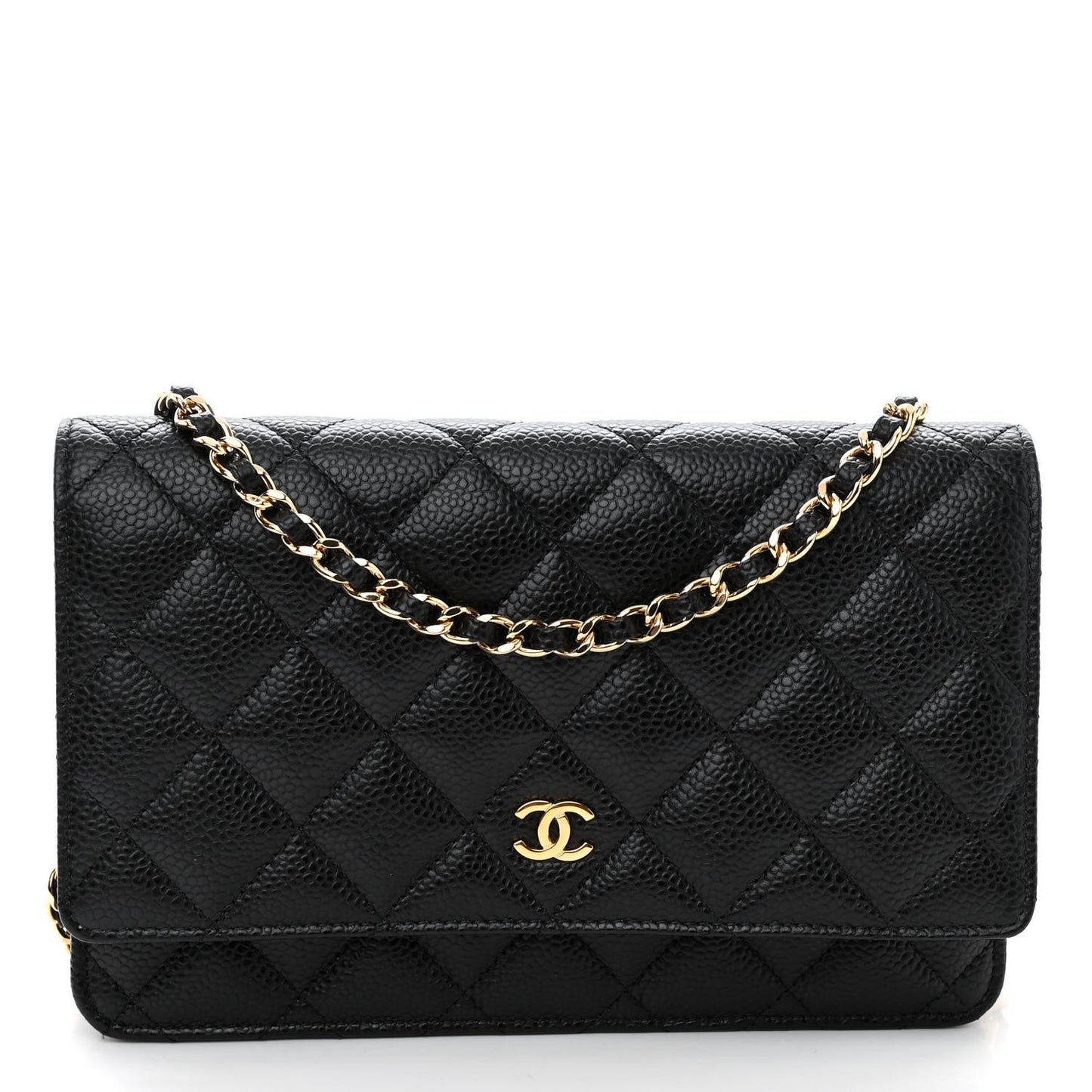 Caviar Quilted Wallet on Chain WOC Black