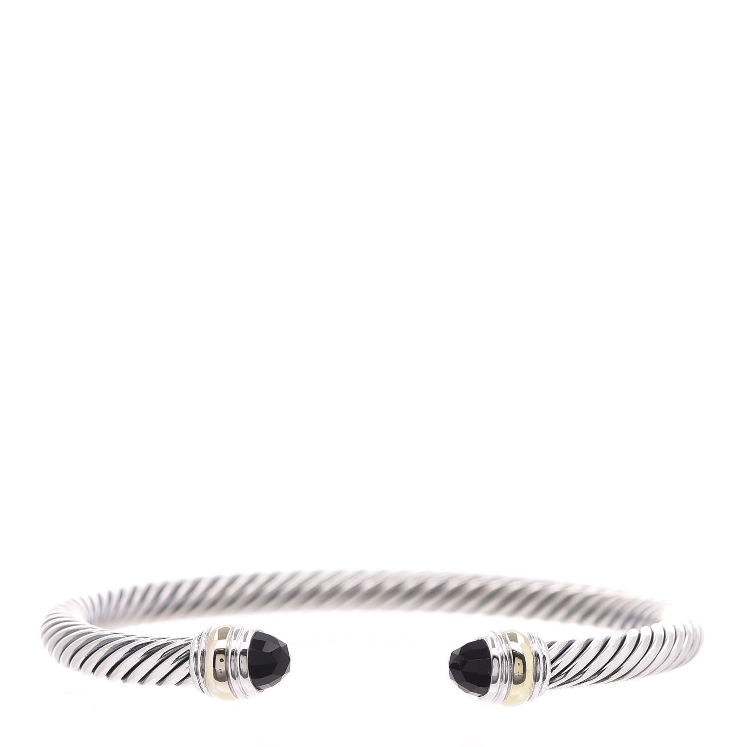 David Yurman Sterling Silver 14K Yellow Gold Black Onyx 5mm Cable Classics Bracelet 1 of 5