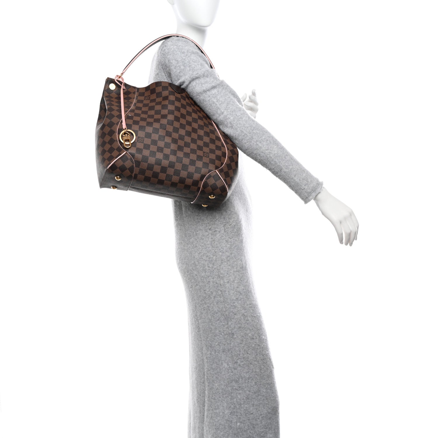 Louis Vuitton Damier Ebene Caissa Hobo Rose Ballerine 2 of 11