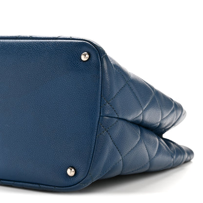 Chanel Caviar Quilted CC Timeless Soft Tote Blue 10 of 13