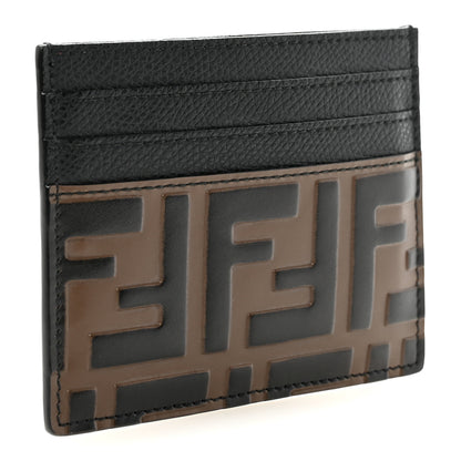 Fendi Vitello Cruise Bi-Color FF 1974 Embossed Card Holder Maya Black 3 of 6