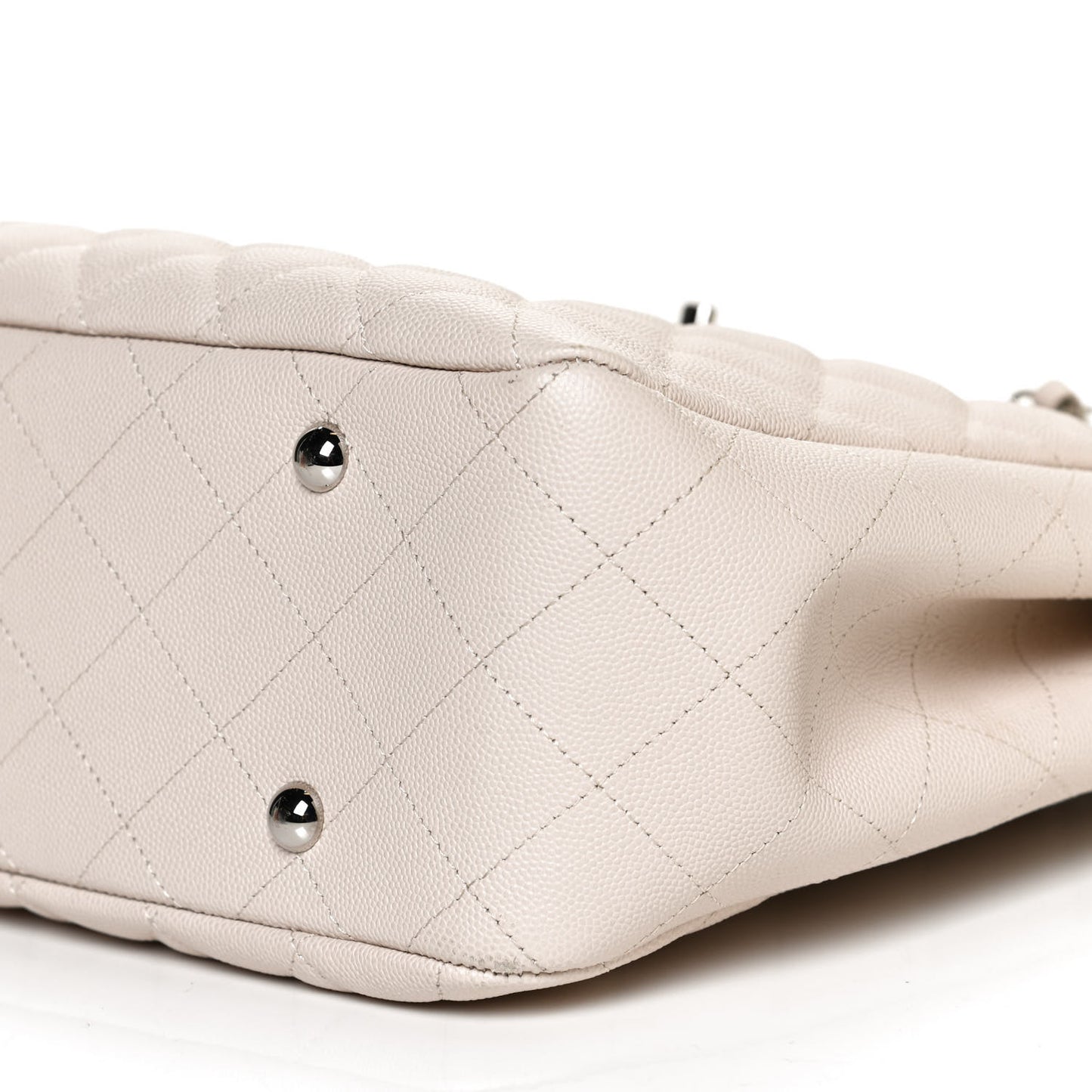 Caviar Quilted Large Classic Shopping Tote Light Beige
