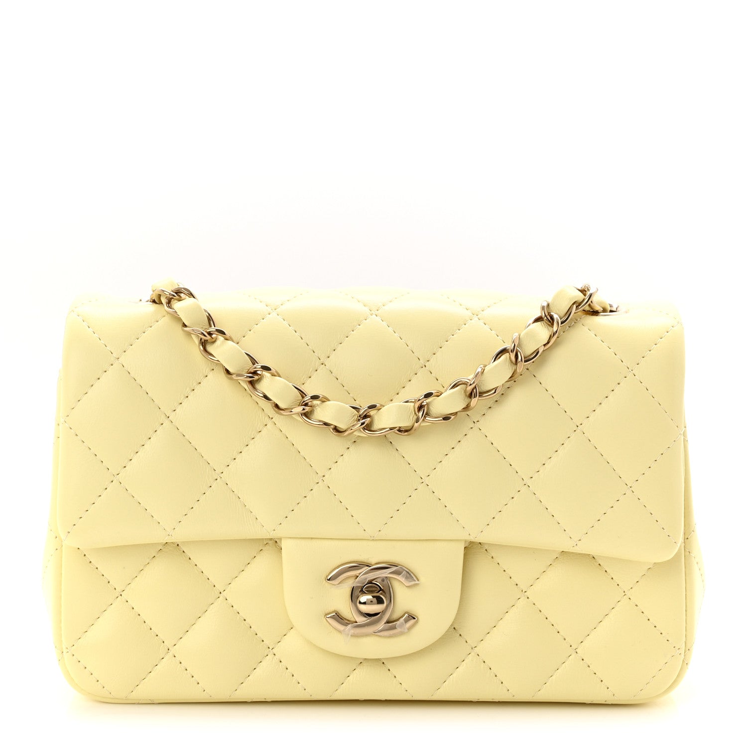 Chanel Lambskin Quilted Mini Rectangular Flap Light Yellow 1 of 10