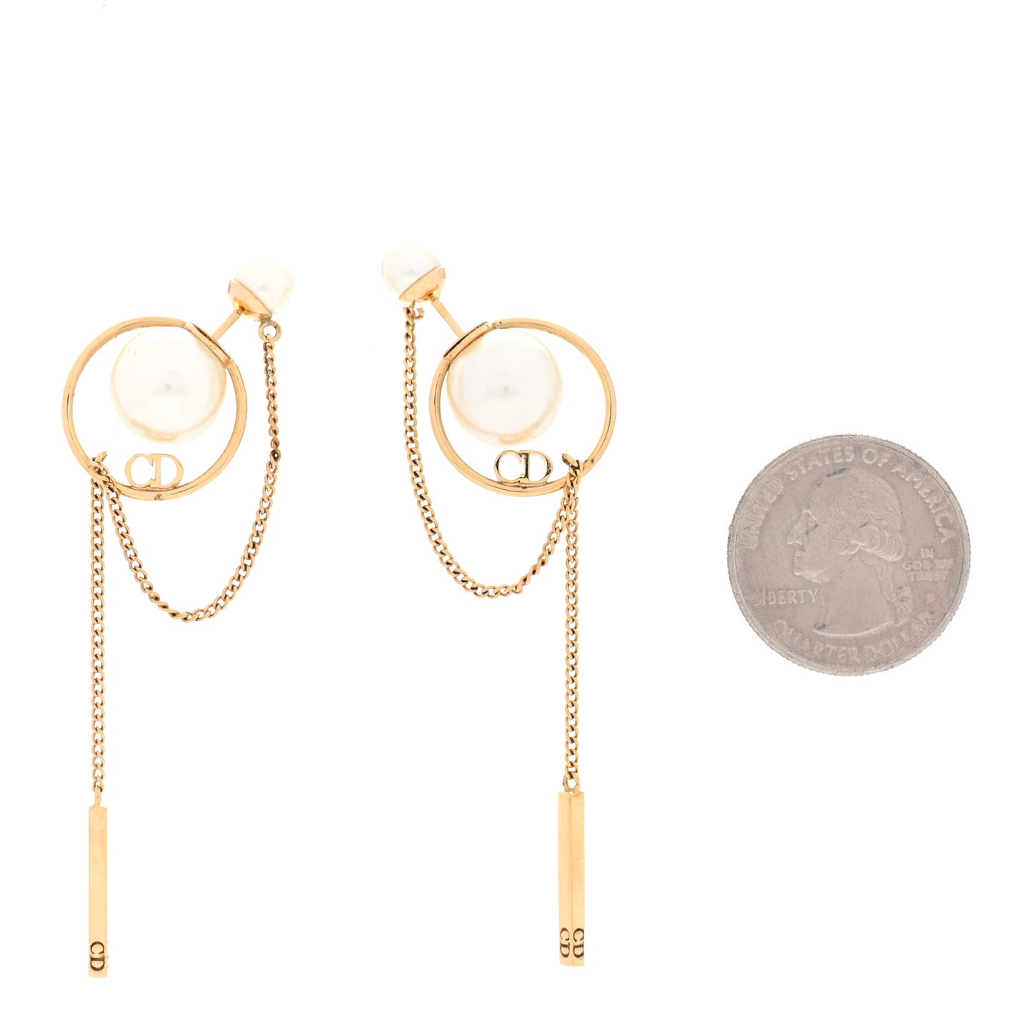 Pearl Tribales Dangle Chain Earrings Gold
