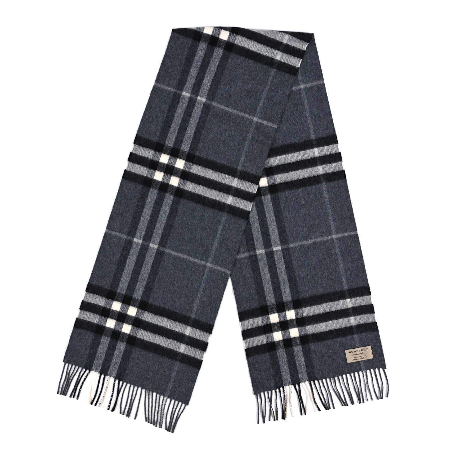 Burberry Cashmere Giant Check Scarf Mid Grey 2 of 3