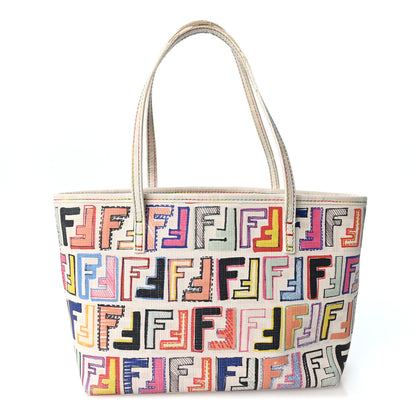 Fendi Zucca Spalmati Vitello FF Multicolor Mini Roll Tote White Multicolor 1 of 12