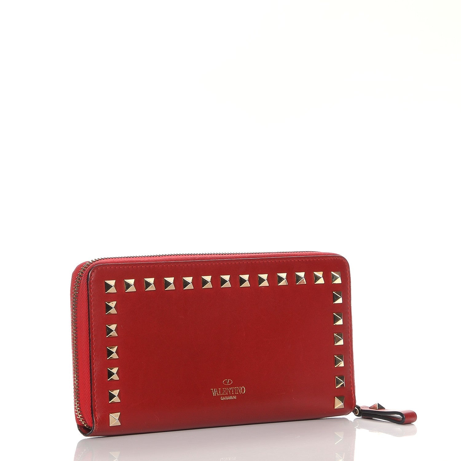Valentino Garavani Calfskin Rockstud Zip Around Wallet Rosso Valentino 3 of 13