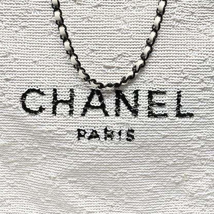 Chanel Sequin Logo Shopping Tote White Black 9 of 11