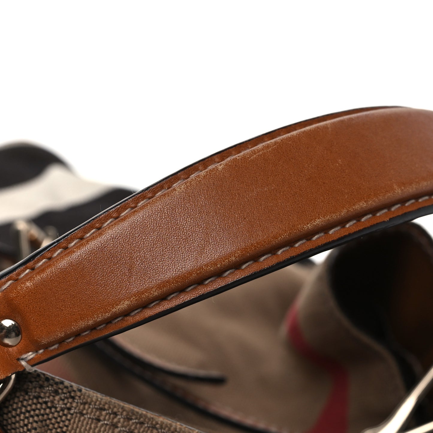 Canvas Mega Check Medium Ashby Bucket Bag Brown