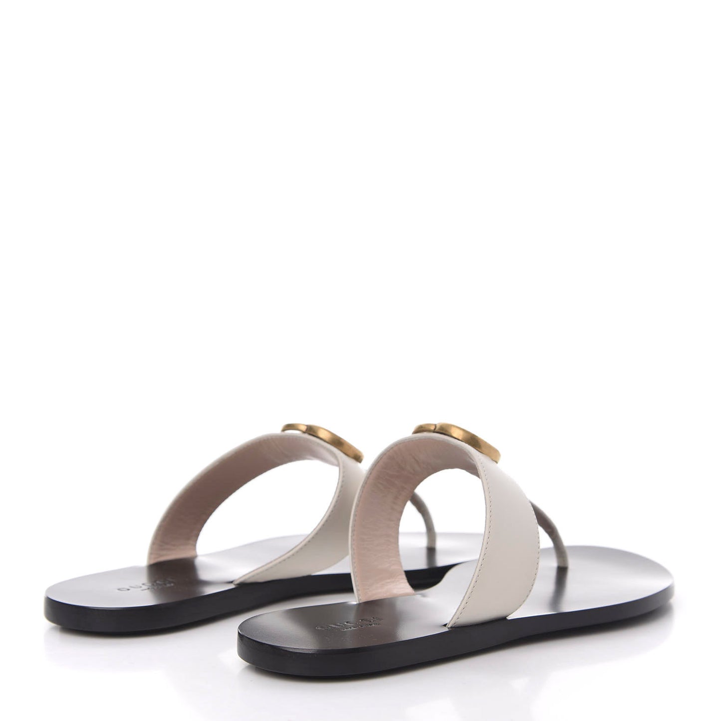 Calfskin GG Marmont Thong Sandals 37 Mystic White