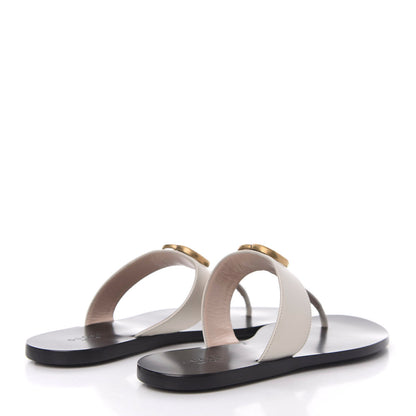 Gucci Calfskin GG Marmont Thong Sandals 37 Mystic White 4 of 10