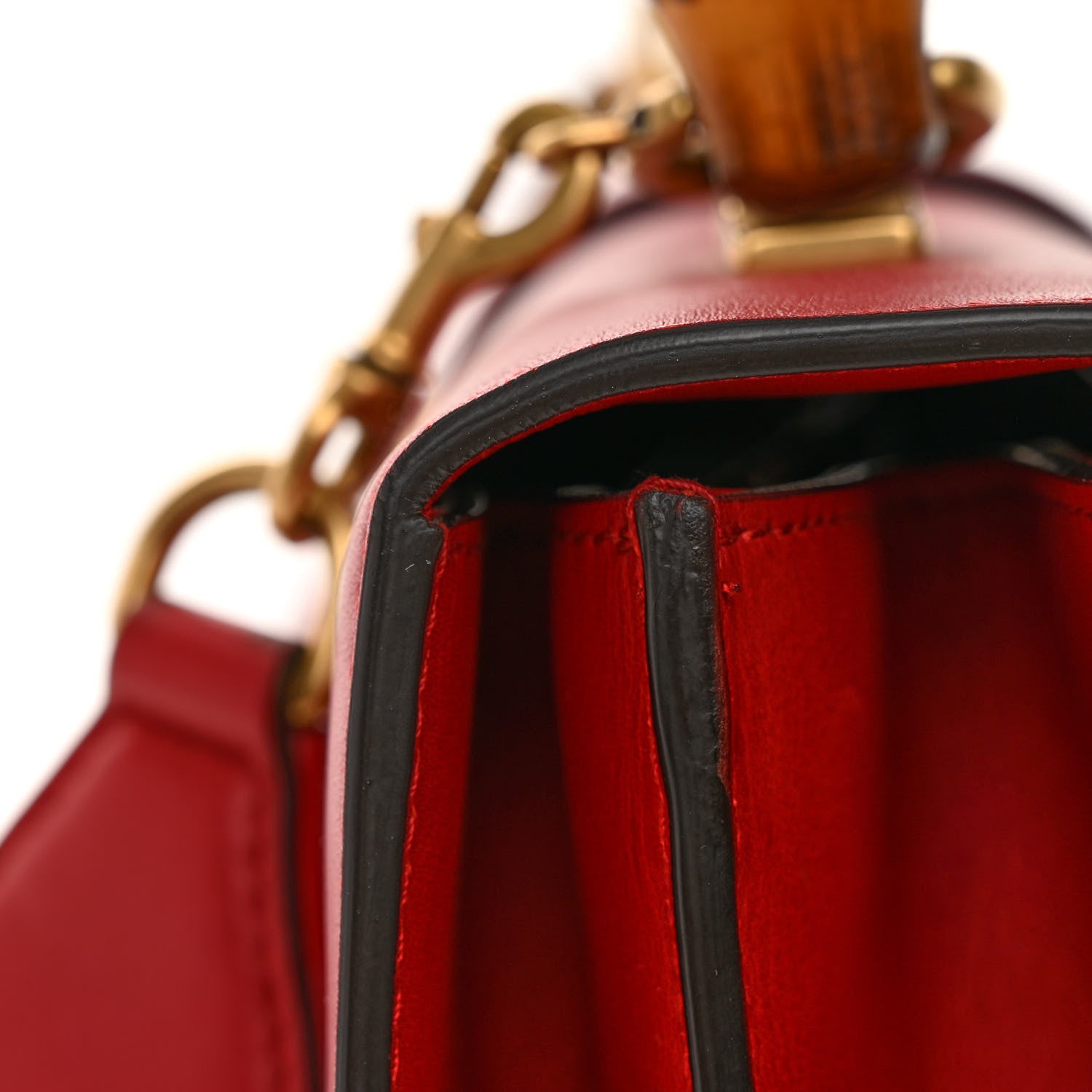 Gucci Moon Calfskin Web Large Dionysus Bamboo Top Handle Bag Hibiscus Red 12 of 12