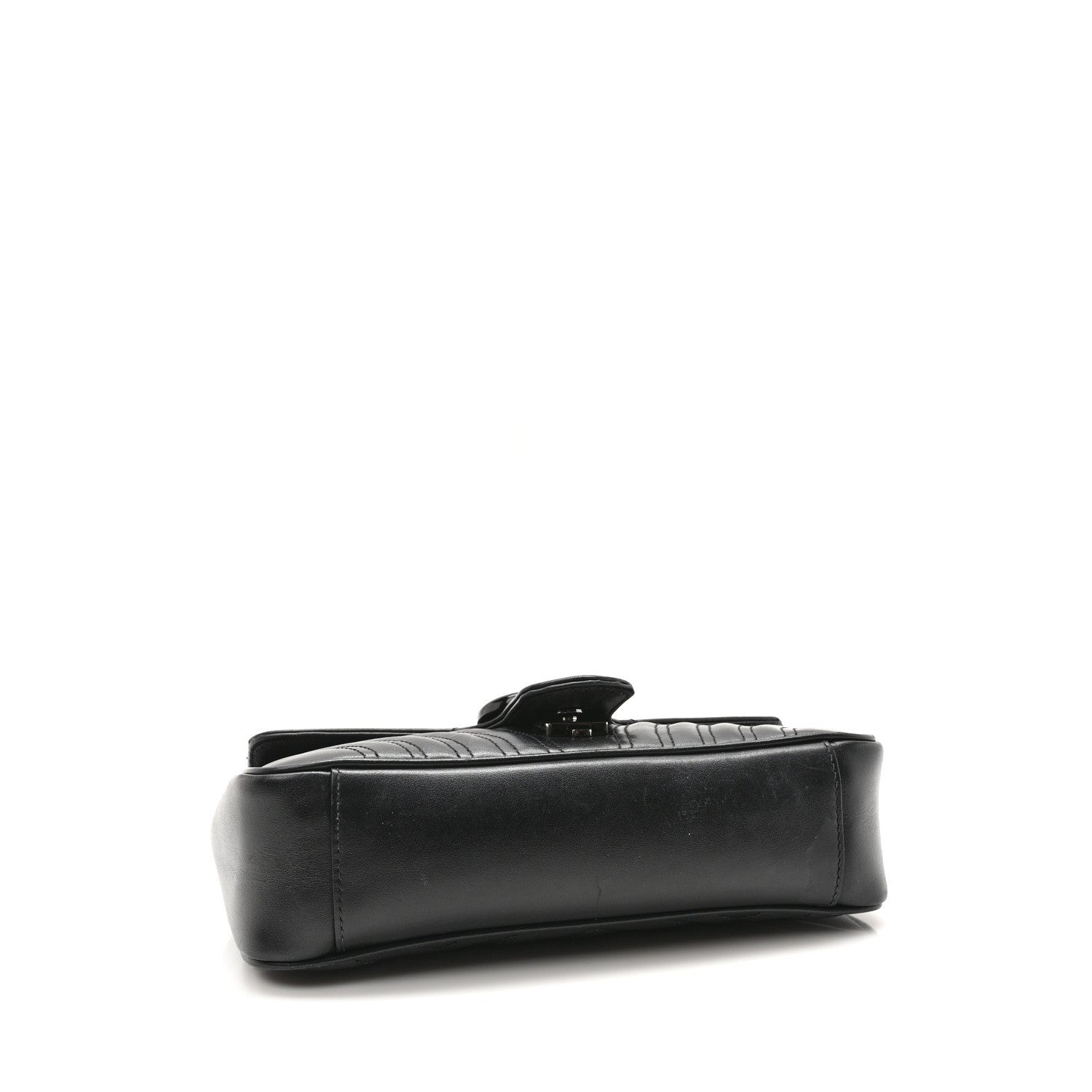 Gucci Calfskin Matelasse Monochrome Medium GG Marmont Shoulder Bag Black 4 of 10