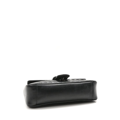 Gucci Calfskin Matelasse Monochrome Medium GG Marmont Shoulder Bag Black 4 of 10