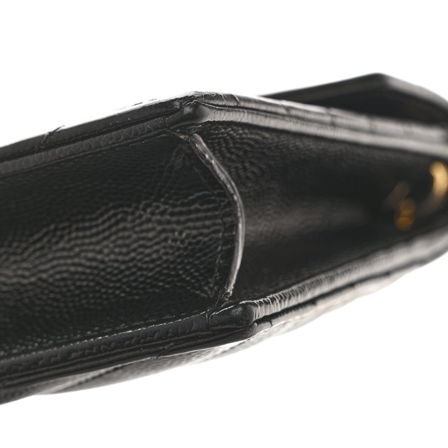 Grain De Poudre Matelasse Chevron Monogram Envelope Chain Wallet Black