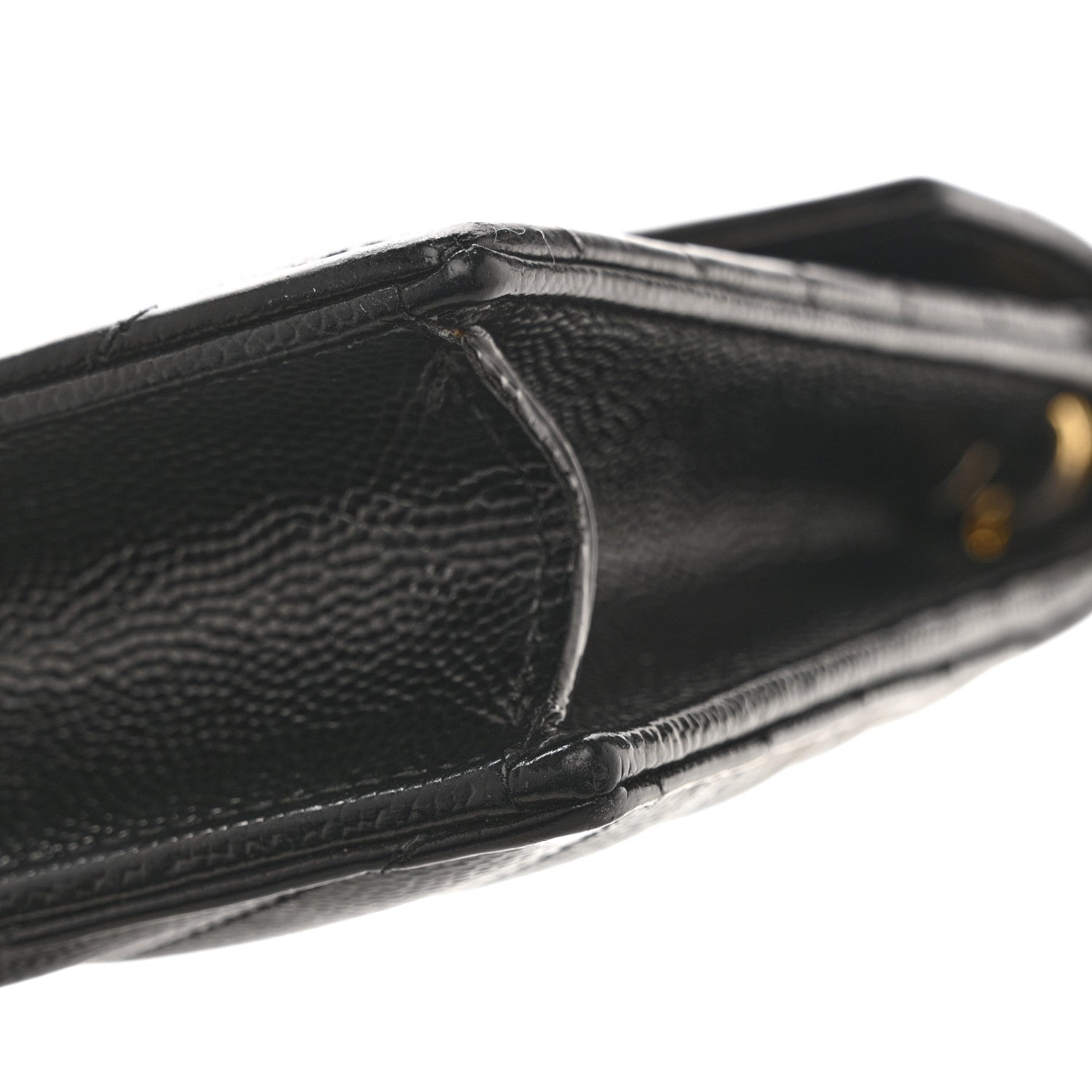 Saint Laurent Grain De Poudre Matelasse Chevron Monogram Envelope Chain Wallet Black 15 of 15
