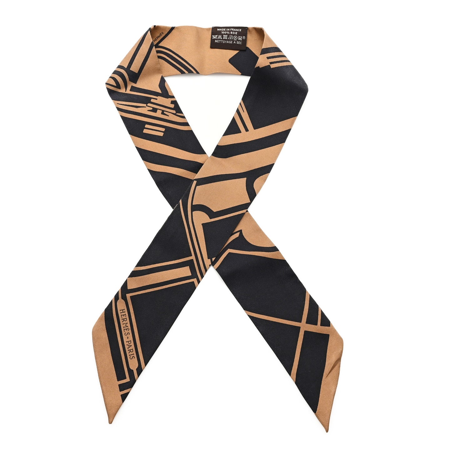 Silk Les Coupes Tattoo Twilly Black Camel