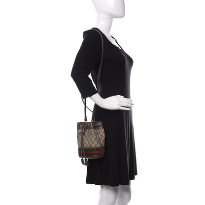 Gucci GG Supreme Monogram Web Mini Ophidia Bucket Bag Brown 2 of 10