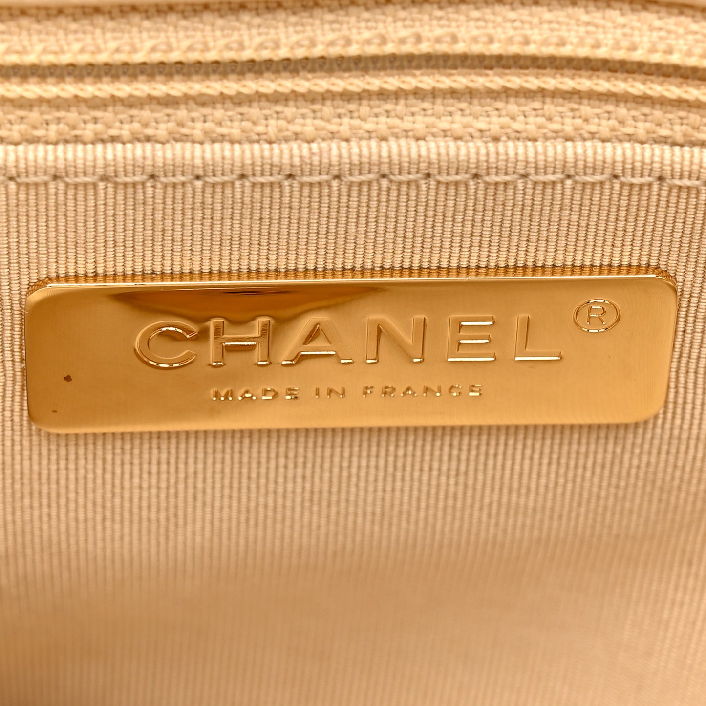 Goatskin Quilted Large Chanel 19 Flap Beige