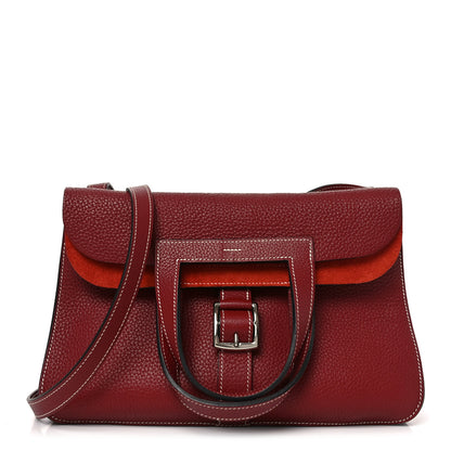 Hermes Taurillon Clemence Halzan 31 GM Rouge Grenat 1 of 10