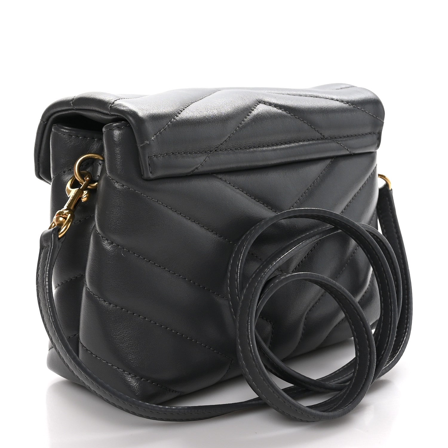 Saint Laurent Calfskin Y Quilted Monogram Toy Loulou Crossbody Bag Storm 3 of 10