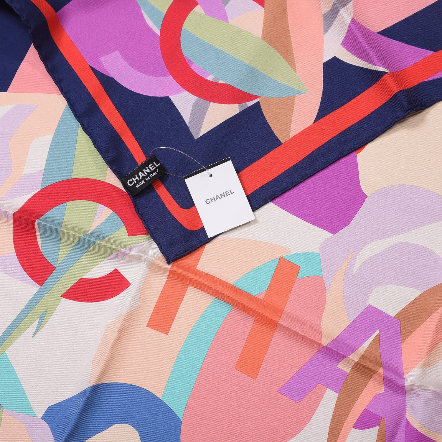 Chanel Silk Logo Scarf Marine 3 of 3