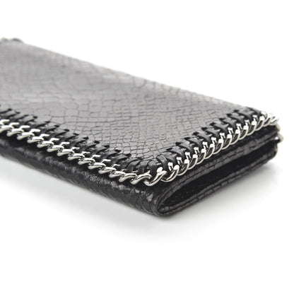 Stella McCartney Embossed Crocodile Effect Falabella Flap Wallet Black 7 of 9