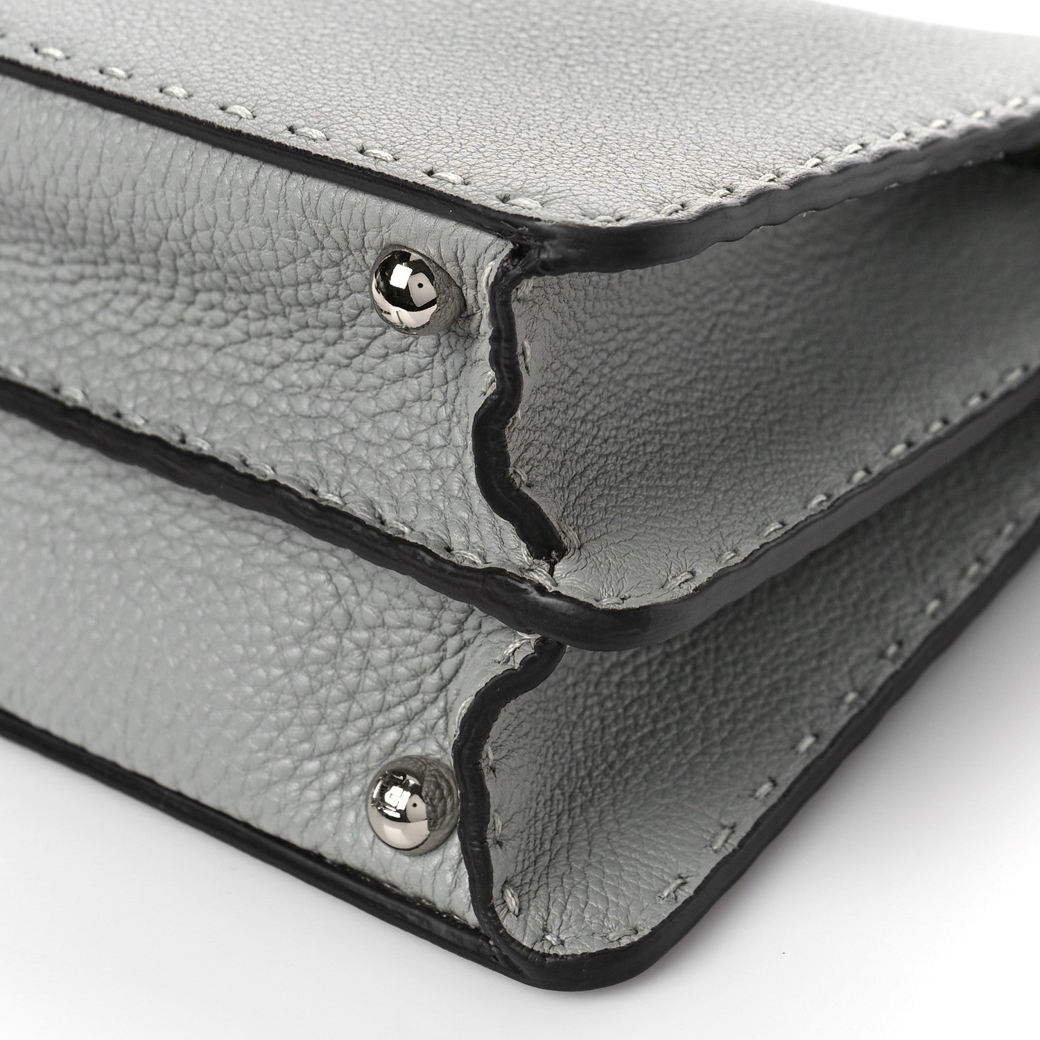Fendi Cuoio Romano Selleria Bi-Color Small Peekaboo I SEE U Satchel Ghiaccio Asfalto 7 of 7