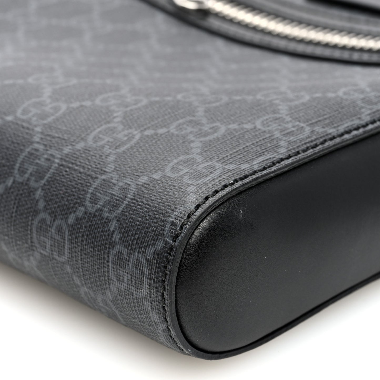 GG Supreme Monogram Web Small Flat Messenger Bag Black Grey