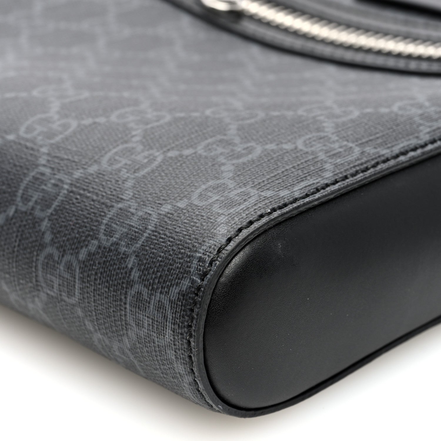 Gucci GG Supreme Monogram Web Small Flat Messenger Bag Black Grey 10 of 10