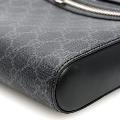 Gucci GG Supreme Monogram Web Small Flat Messenger Bag Black Grey 10 of 10
