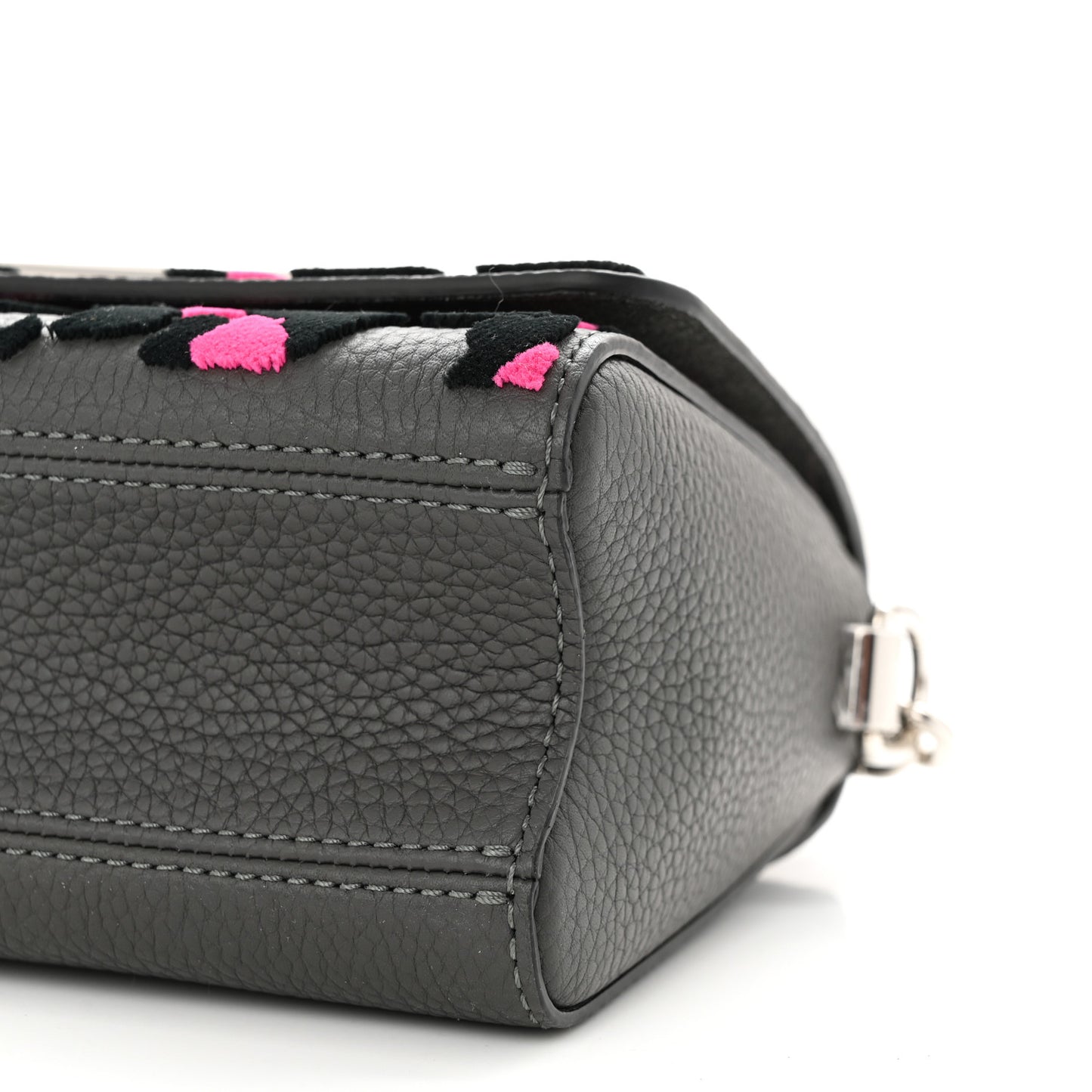 Taurillon Tufted Wild At Heart Twist Shoulder Bag PM Grey