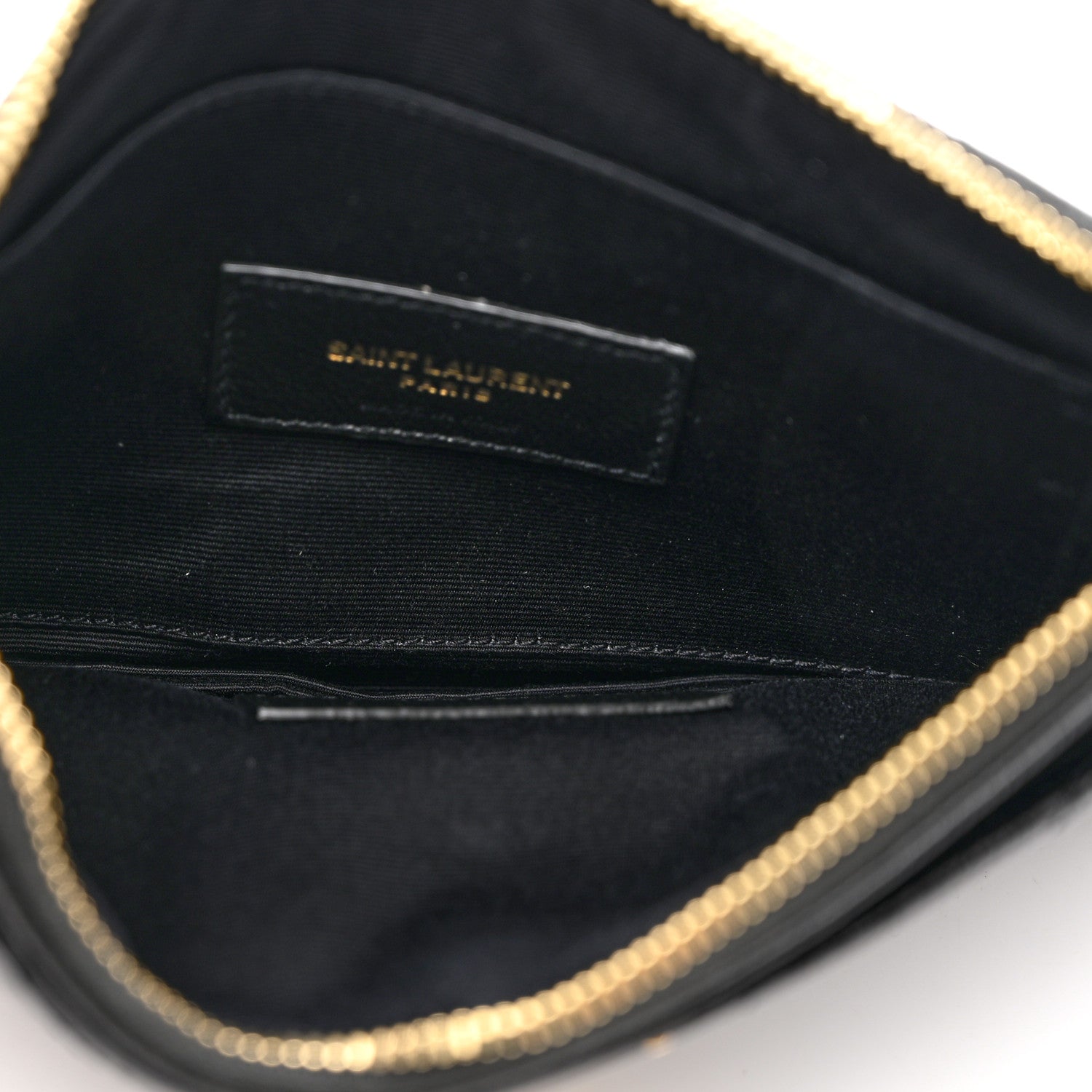 Saint Laurent Grain De Poudre Chevron Monogram Bill Pouch Black 5 of 7