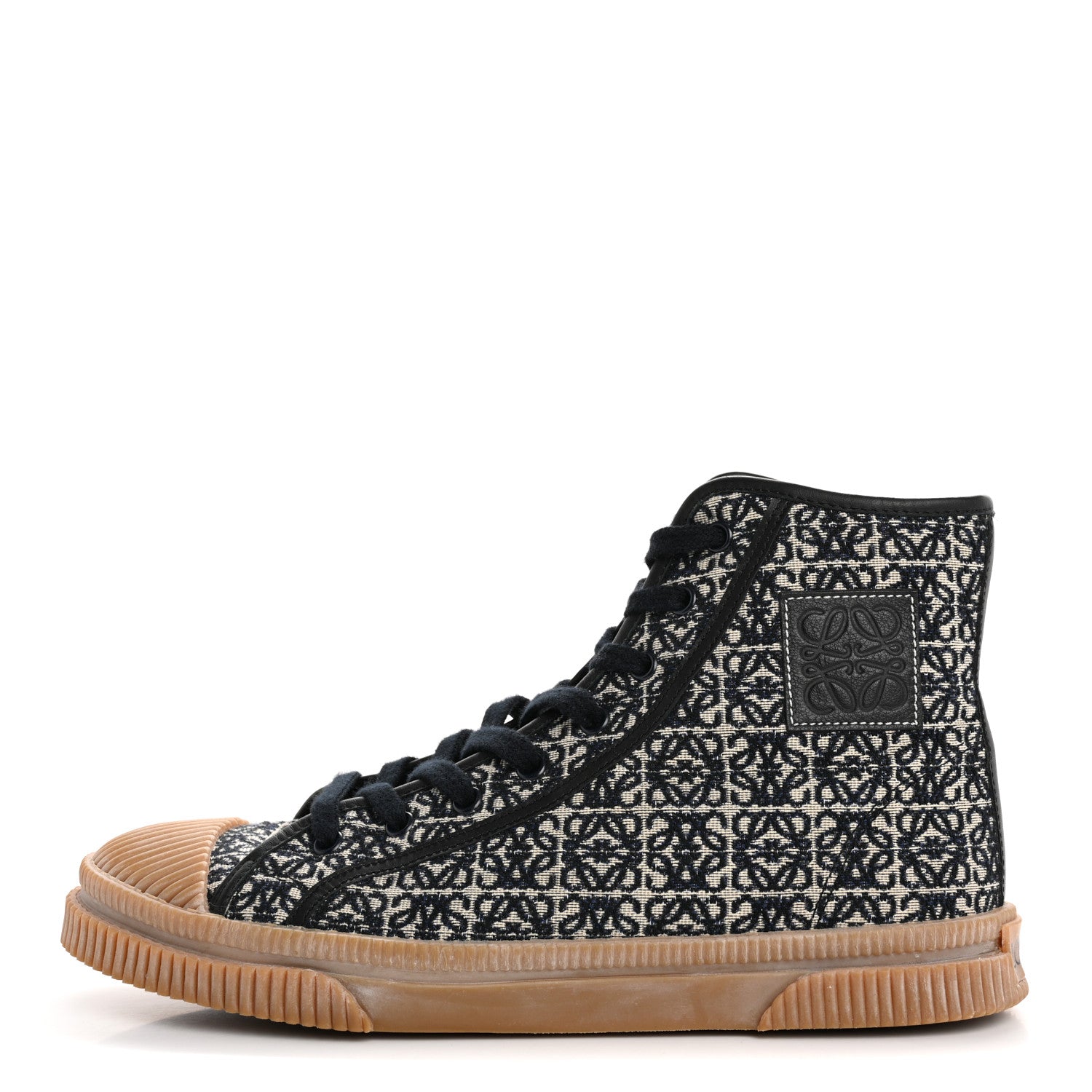 Loewe Jacquard Anagram Calfskin High Top Sneakers 41 Navy 1 of 10