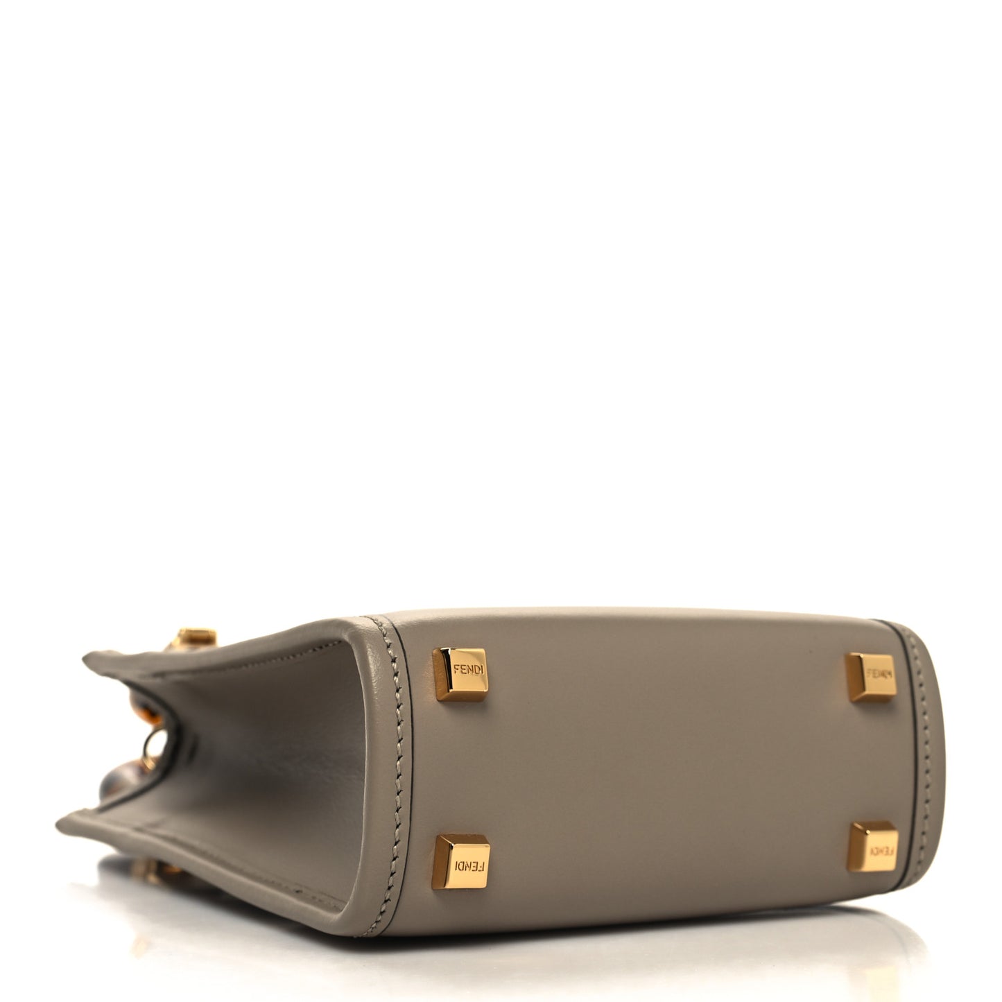 Vitello King Plexiglass Logo Embossed Mini Fendi Sunshine Shopper Tote Tortora