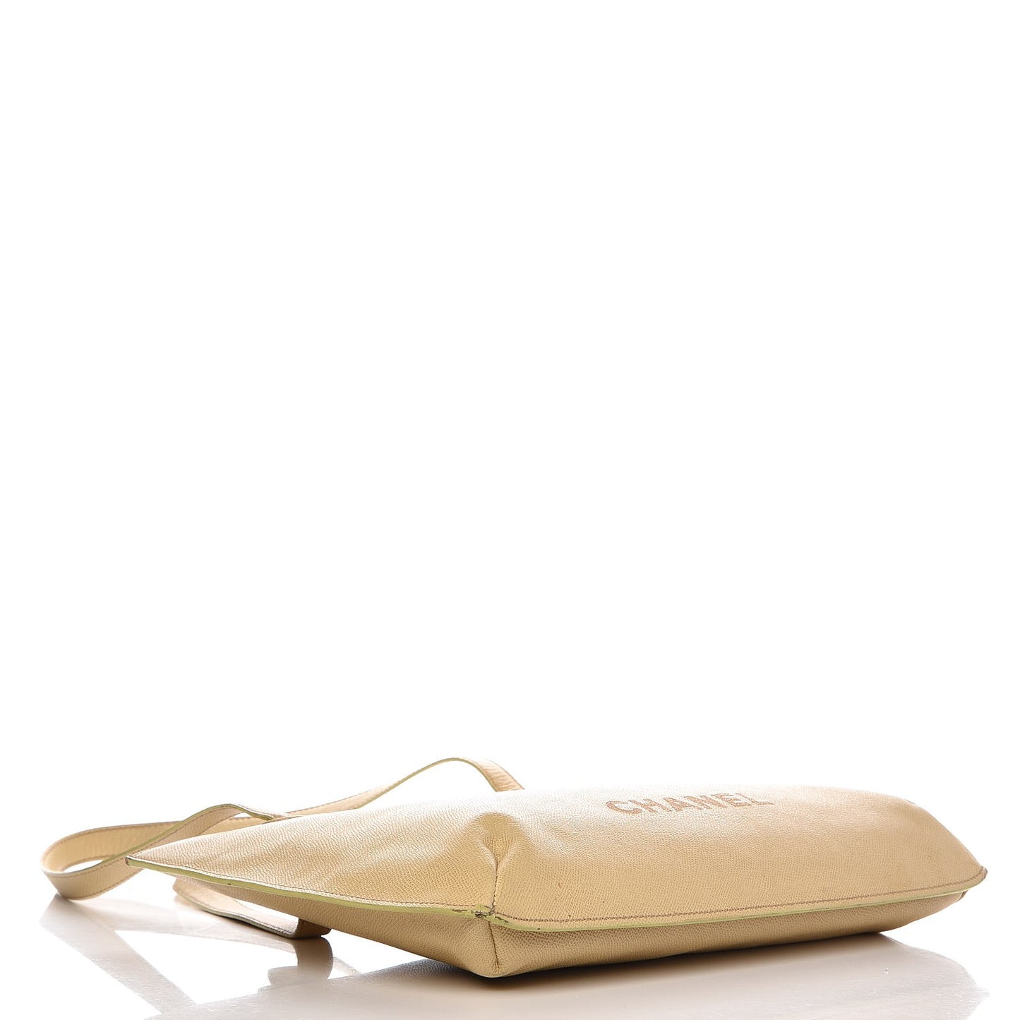 Grained Calfskin Logo Tote Beige