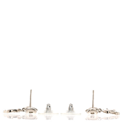 Chanel Crystal CC Bow Dangle Earrings Silver 4 of 4