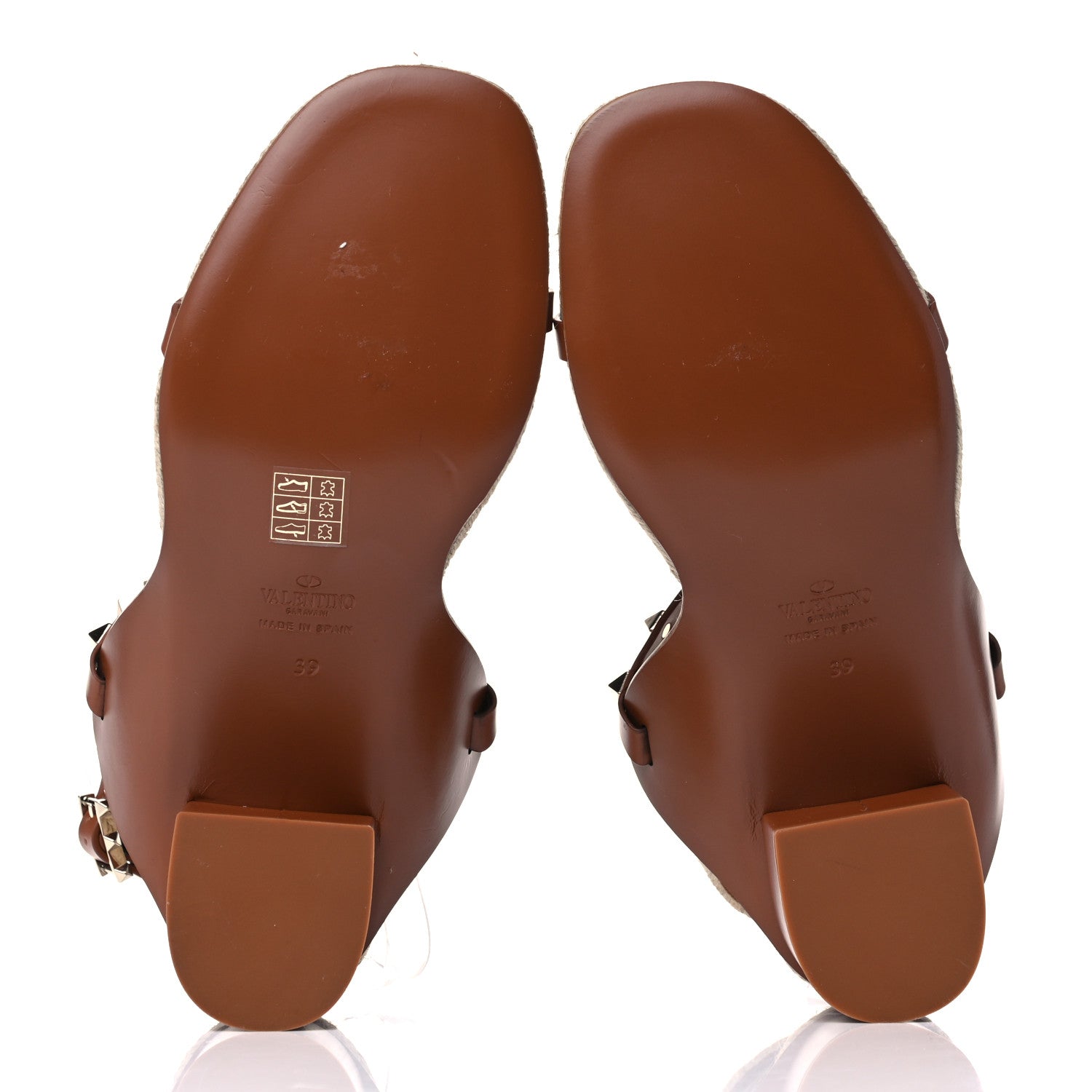 Valentino Garavani Calfskin Rockstud Ankle Strap Espadrille 10/60mm Sandals 39 Selleria 5 of 7