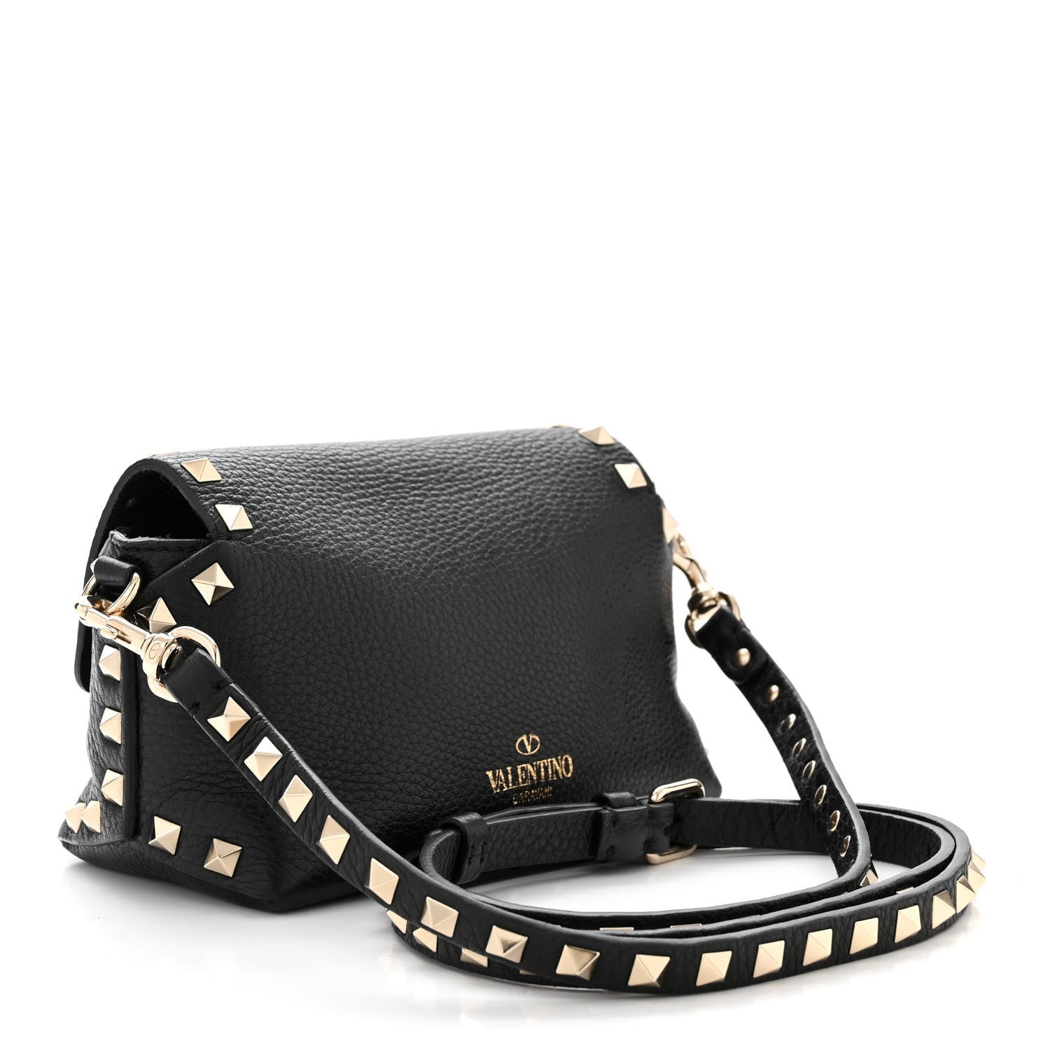 Valentino Garavani Pebbled Calfskin Mini Rockstud Crossbody Bag Black 3 of 9