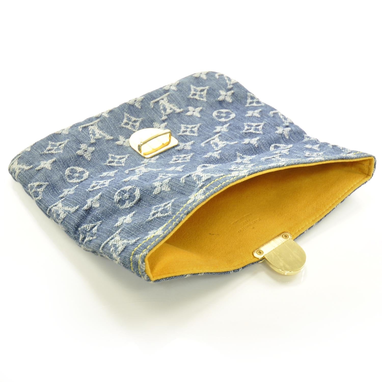 Louis Vuitton Monogram Denim Pochette Plat Clutch Blue 6 of 9