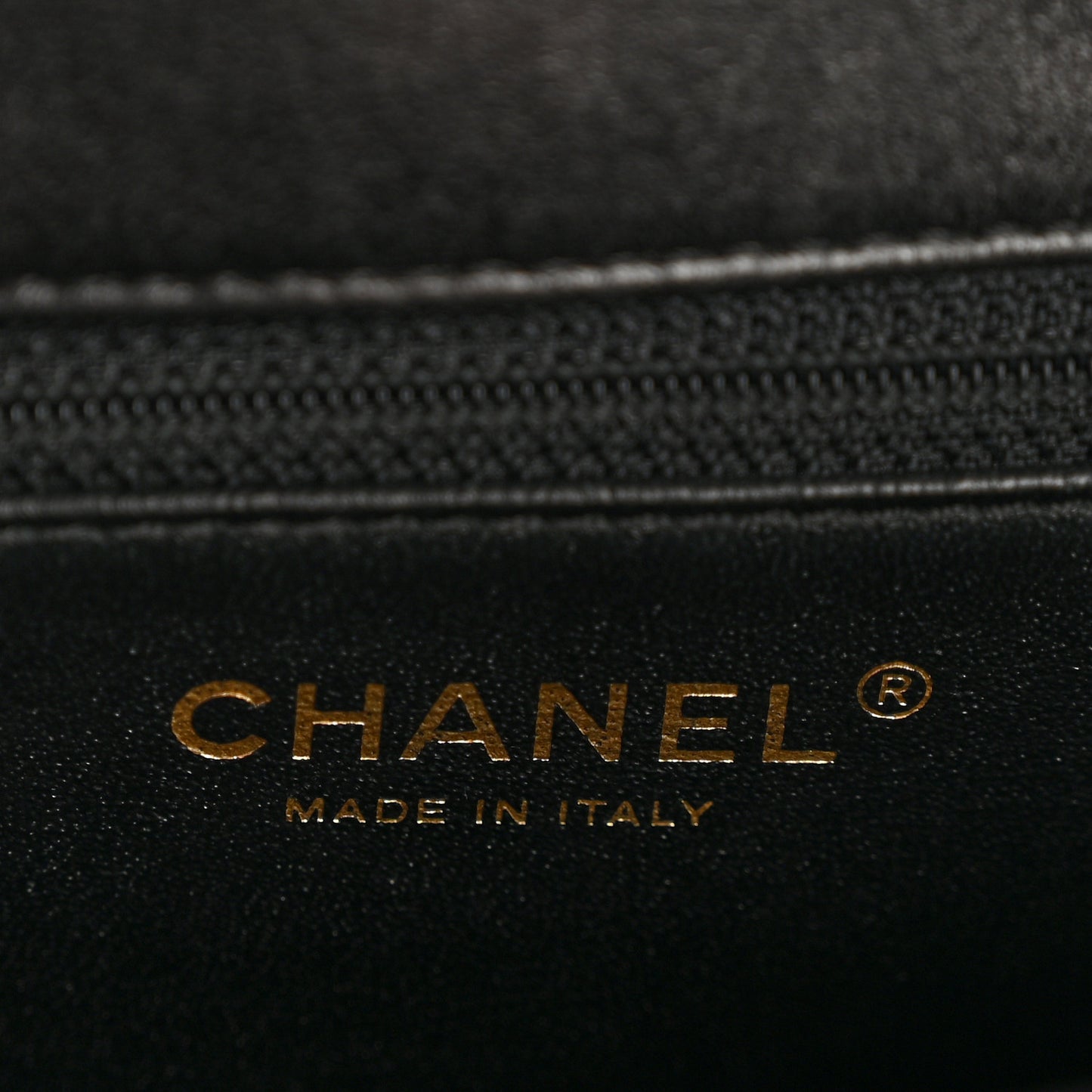 Lambskin Reversed Chevron Quilted Flap Black