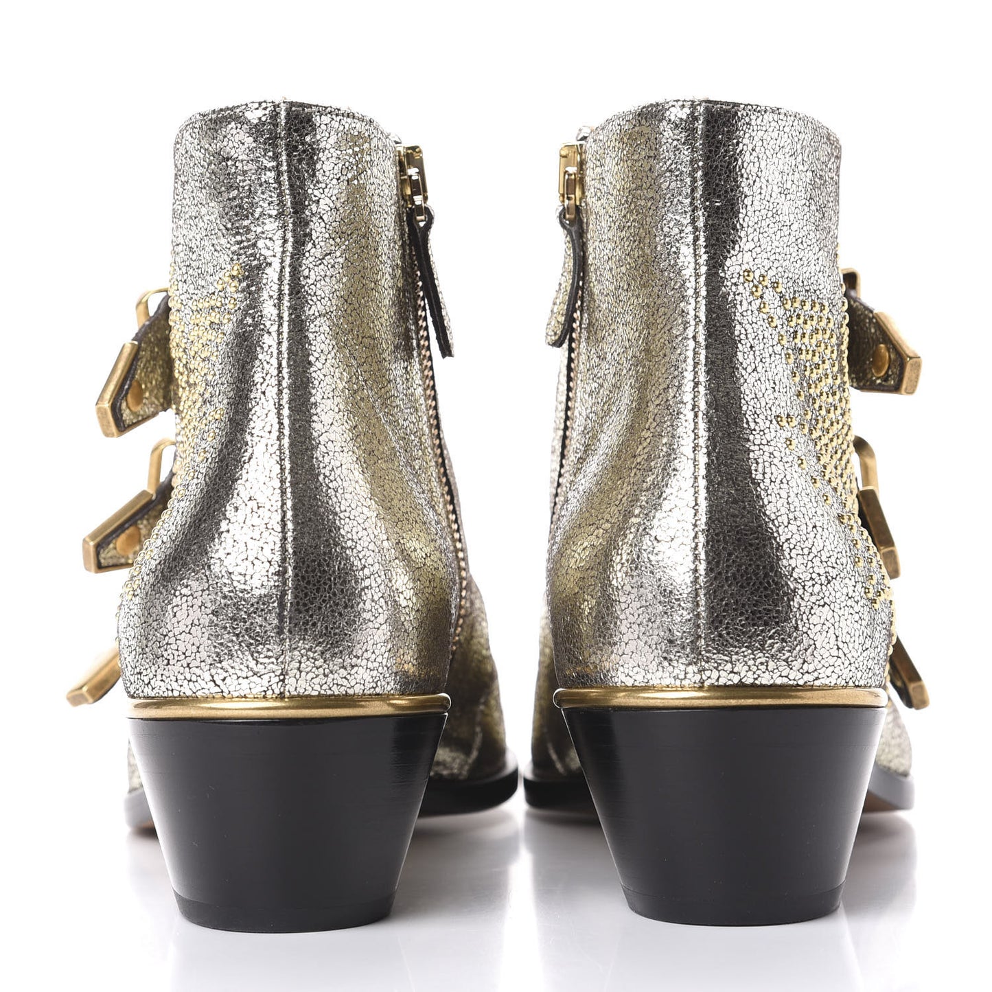 Metallic Nappa Sheepskin Studded Susanna Ankle Boots 38.5 Gold