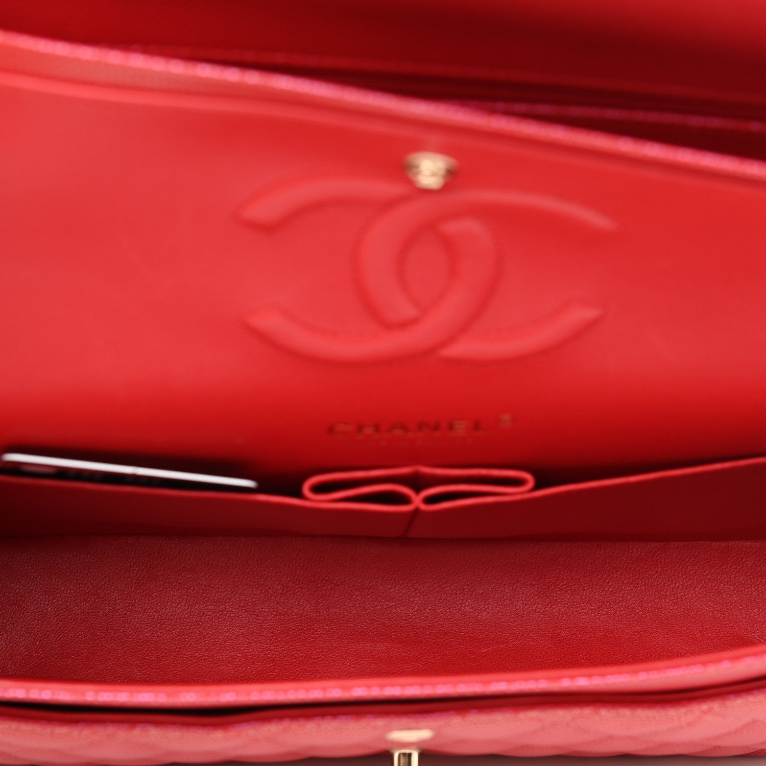 Chanel Iridescent Caviar Quilted Medium Double Flap Red 5 of 12