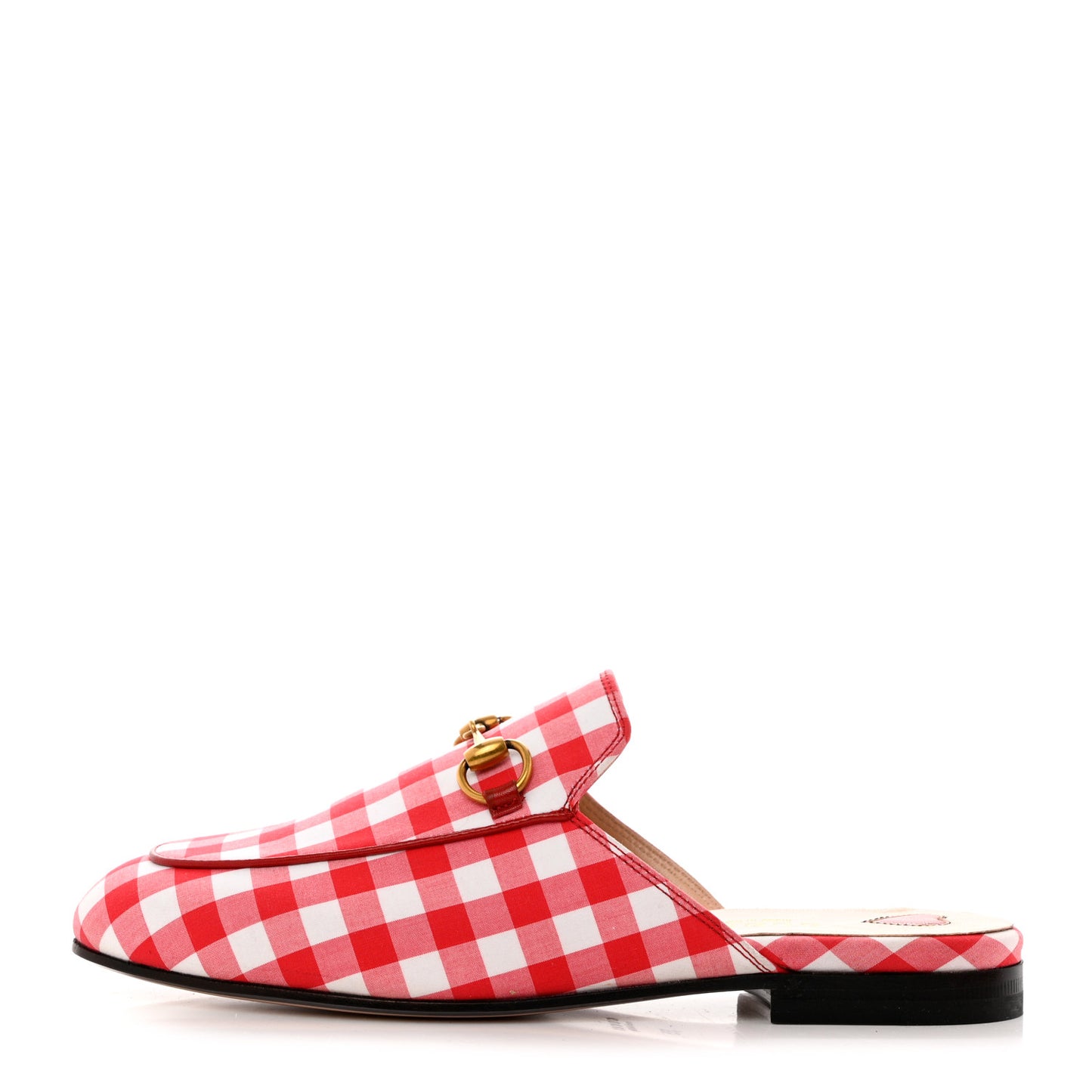 Cotton Gingham Womens Princetown Slippers 35 White Red