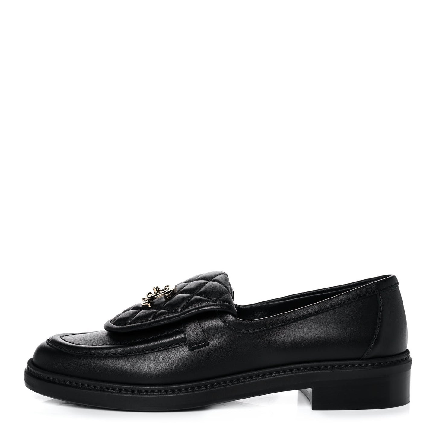 Lambskin Quilted CC Turnlock Loafers 38 Black