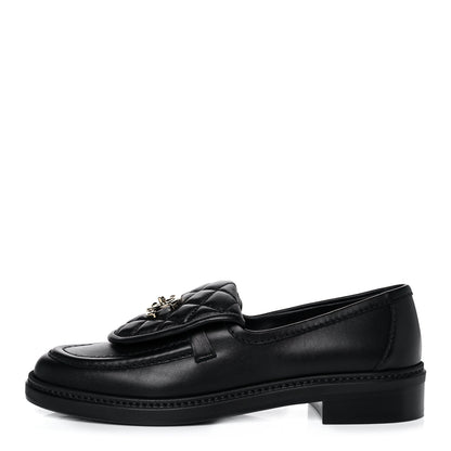 Chanel Lambskin Quilted CC Turnlock Loafers 38 Black 1 of 9